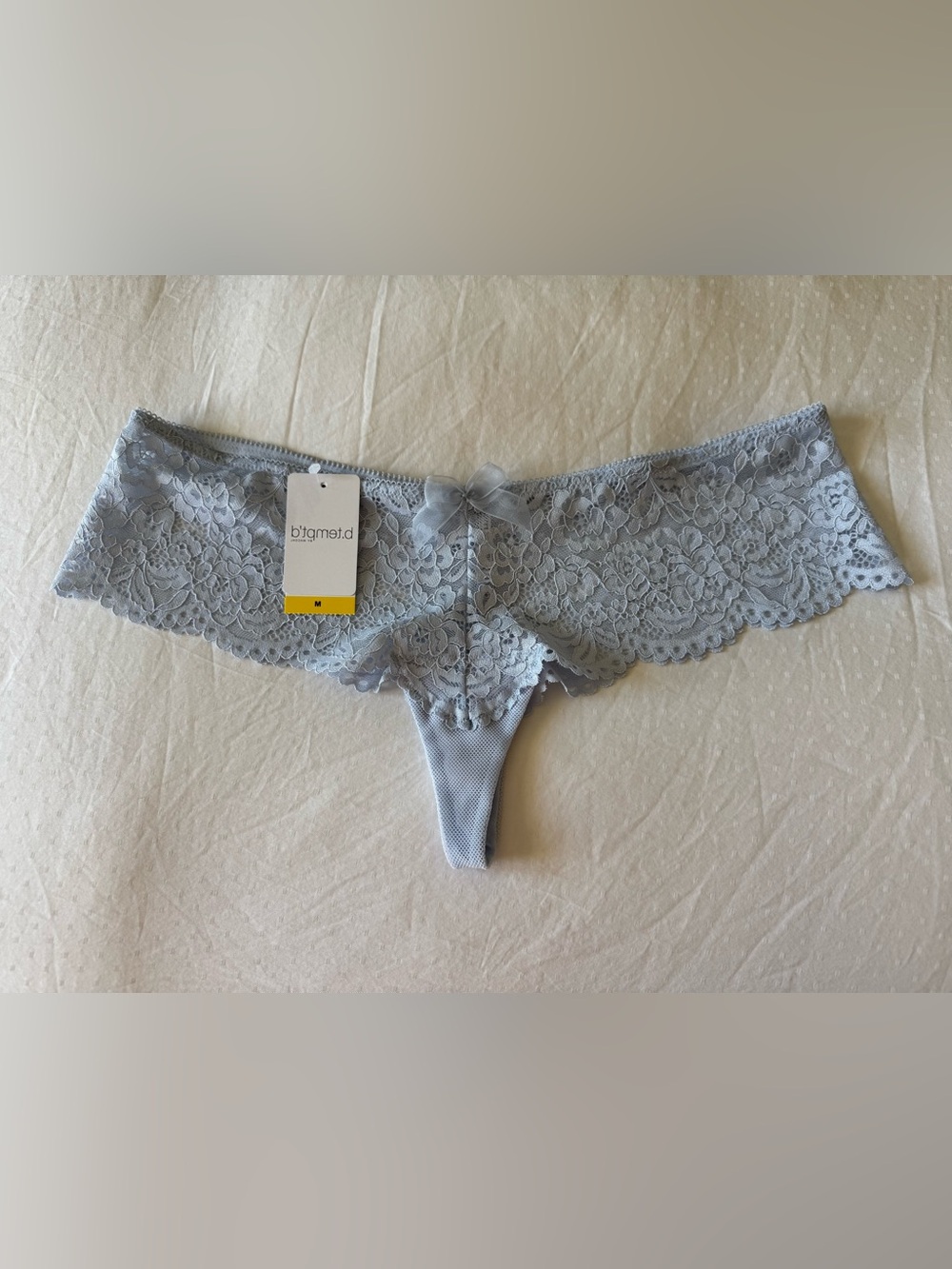 B.tempt’d Lace Hipster Thong in Pale Blue